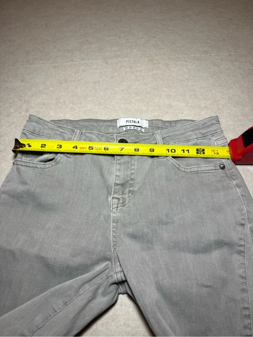 Pistola Audrey Skinny Moto Jeans Washed Gray Colorway Ribbed Design Size 28